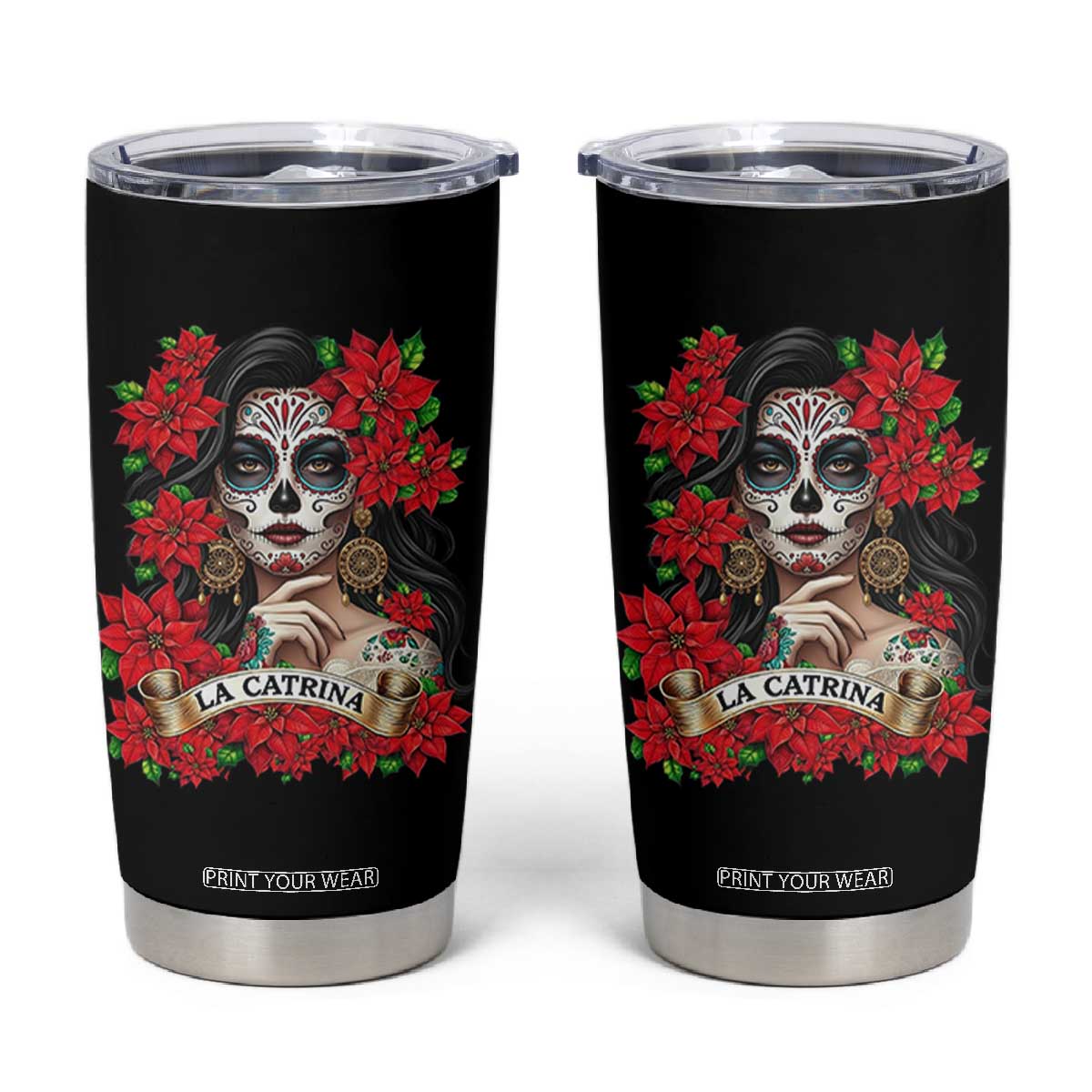 Dia De Los Muertos Mexican Tumbler Cup Day of the Dead Sugar Skull Women TS14 Black Print Your Wear