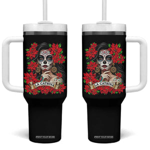 Dia De Los Muertos Mexican Tumbler With Handle Day of the Dead Sugar Skull Women TS14 One Size: 40 oz Black Print Your Wear