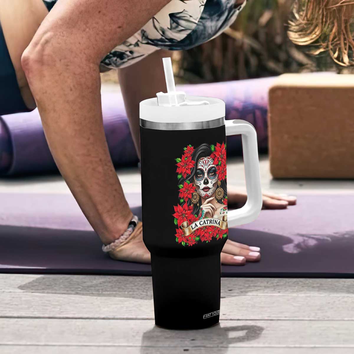 Dia De Los Muertos Mexican Tumbler With Handle Day of the Dead Sugar Skull Women TS14 Print Your Wear