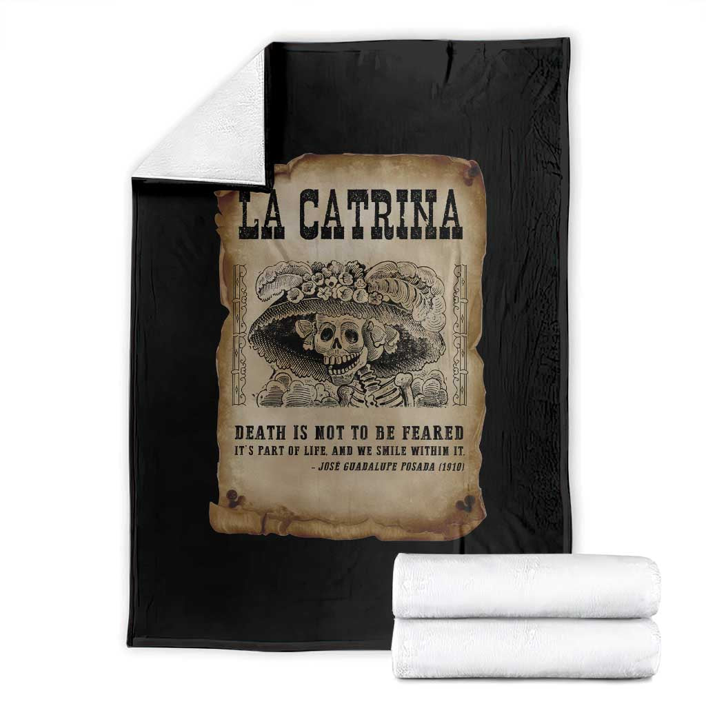 Day Of The Dead Throw Blanket La Calavera Garbancera - Print Your Wear
