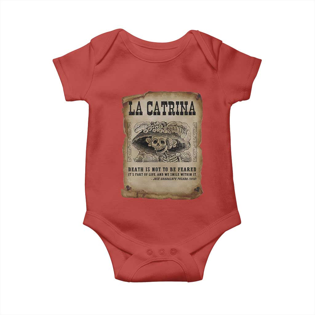 Day Of The Dead Baby Onesie La Calavera Garbancera TS14 Red Print Your Wear