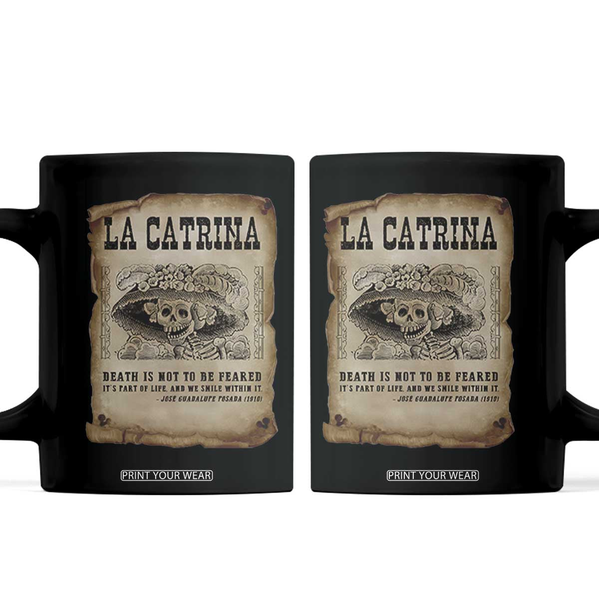 Day Of The Dead Coffee Mug La Calavera Garbancera TS14 Black Print Your Wear