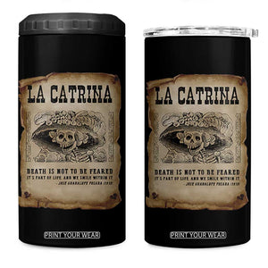 Day Of The Dead 4 in 1 Can Cooler Tumbler La Calavera Garbancera TS14 One Size: 16 oz Black Print Your Wear