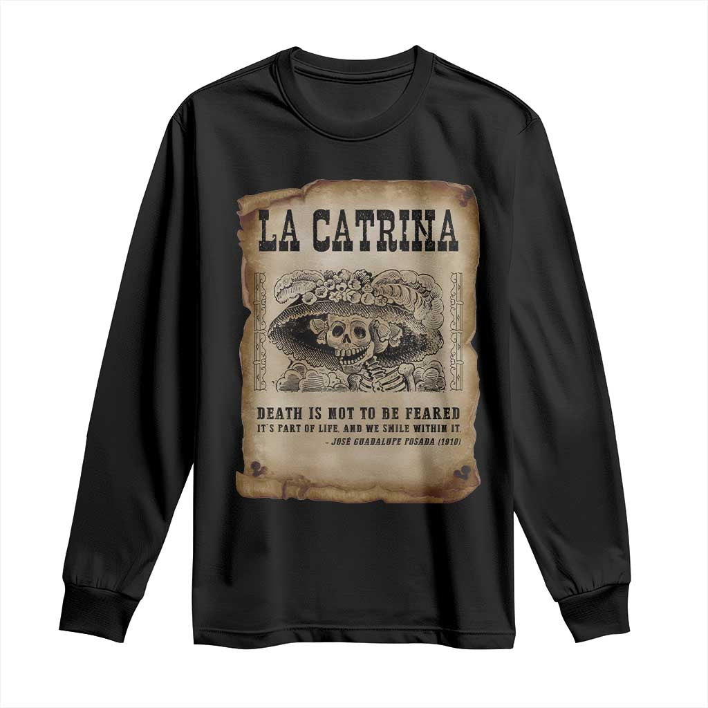 Day Of The Dead Long Sleeve Shirt La Calavera Garbancera TS14 Black Print Your Wear