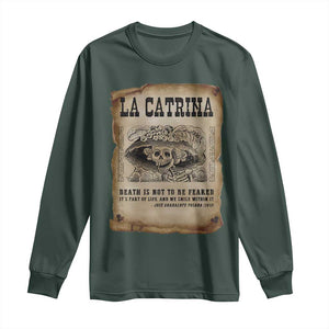 Day Of The Dead Long Sleeve Shirt La Calavera Garbancera TS14 Dark Forest Green Print Your Wear