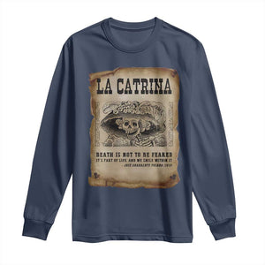 Day Of The Dead Long Sleeve Shirt La Calavera Garbancera TS14 Navy Print Your Wear