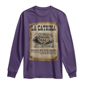 Day Of The Dead Long Sleeve Shirt La Calavera Garbancera TS14 Purple Print Your Wear