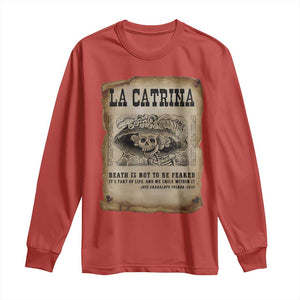 Day Of The Dead Long Sleeve Shirt La Calavera Garbancera TS14 Red Print Your Wear