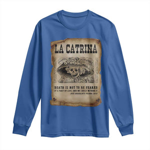 Day Of The Dead Long Sleeve Shirt La Calavera Garbancera TS14 Royal Blue Print Your Wear