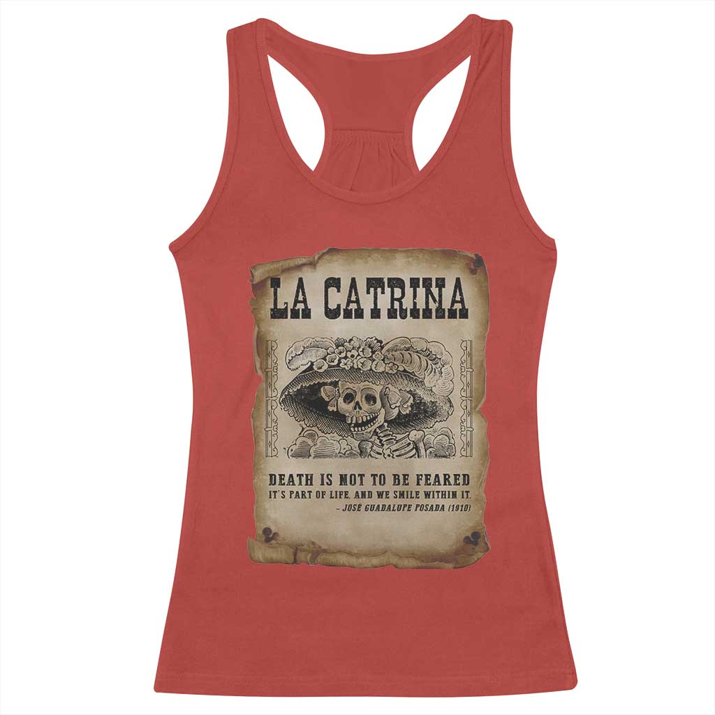 Day Of The Dead Racerback Tank Top La Calavera Garbancera TS14 Red Print Your Wear