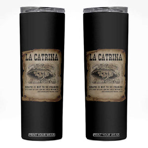 Day Of The Dead Skinny Tumbler La Calavera Garbancera TS14 Black Print Your Wear