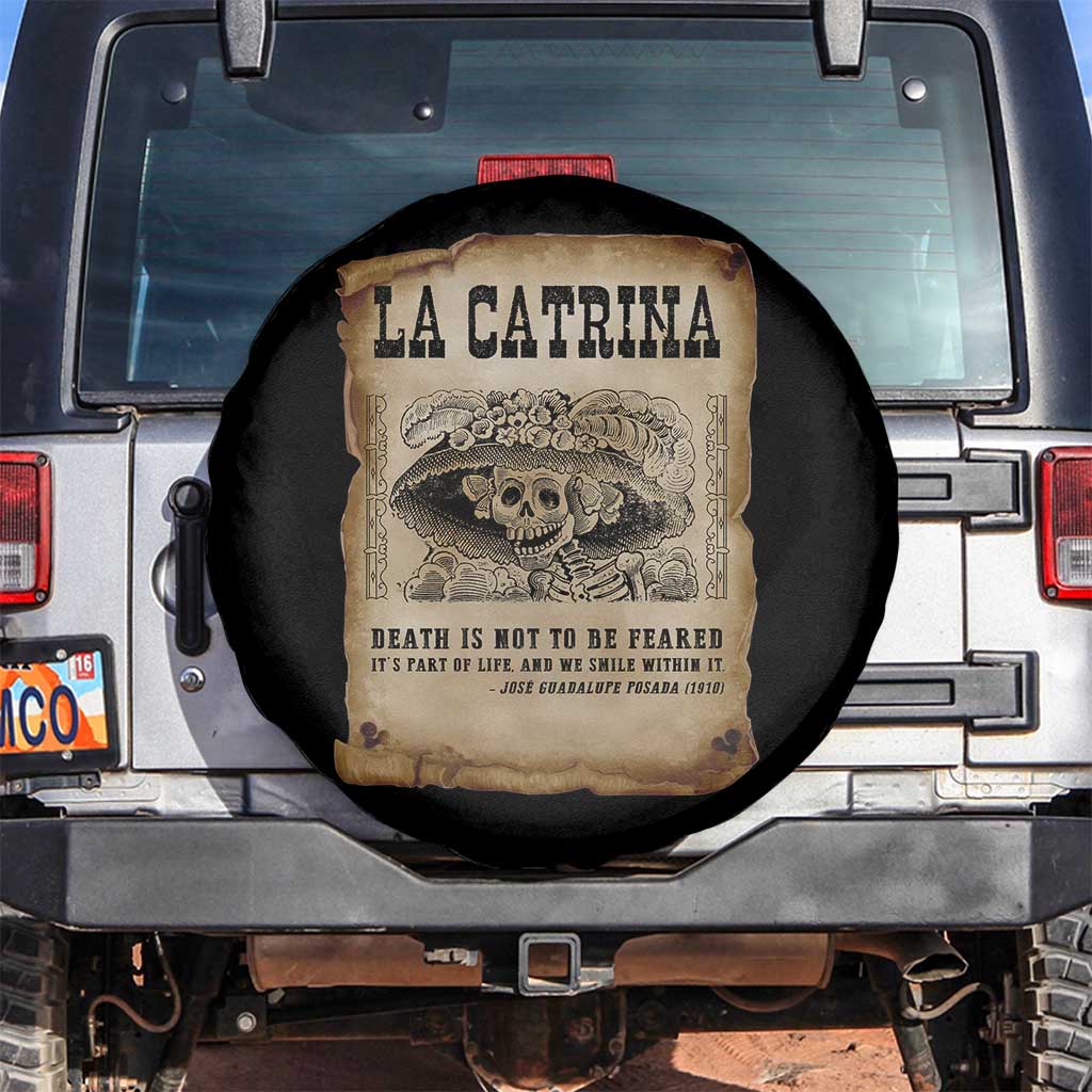 Day Of The Dead Spare Tire Cover La Calavera Garbancera TS14 No hole Black Print Your Wear