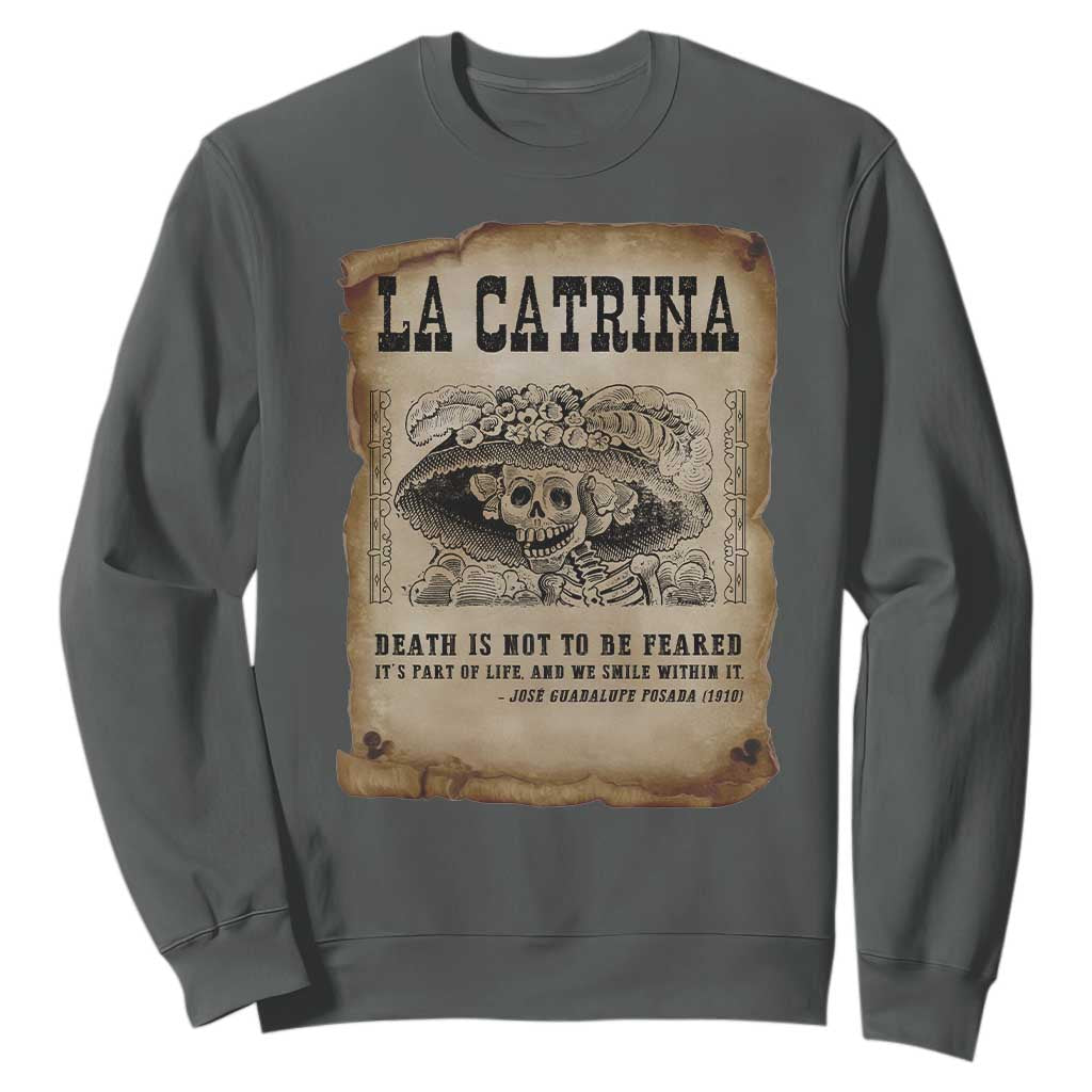 Day Of The Dead Sweatshirt La Calavera Garbancera TS14 Dark Heather Print Your Wear