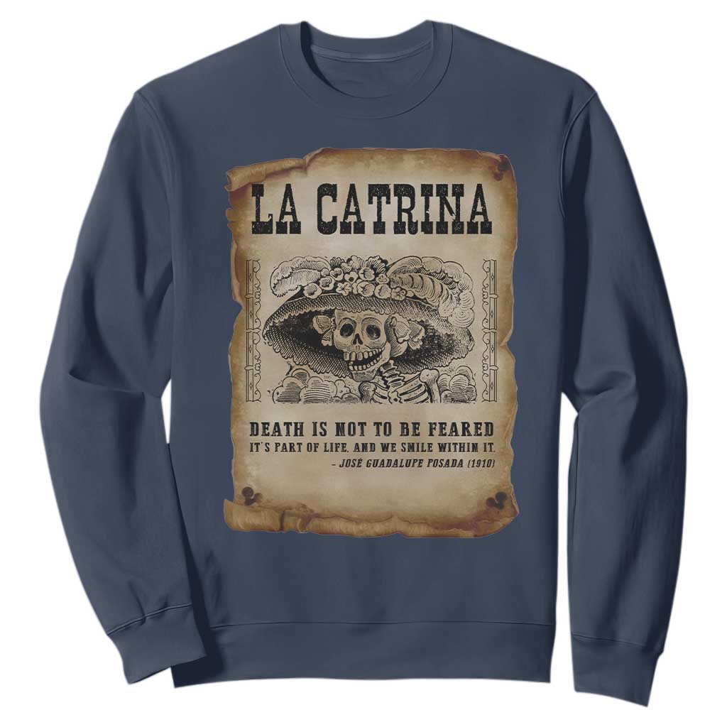 Day Of The Dead Sweatshirt La Calavera Garbancera TS14 Navy Print Your Wear