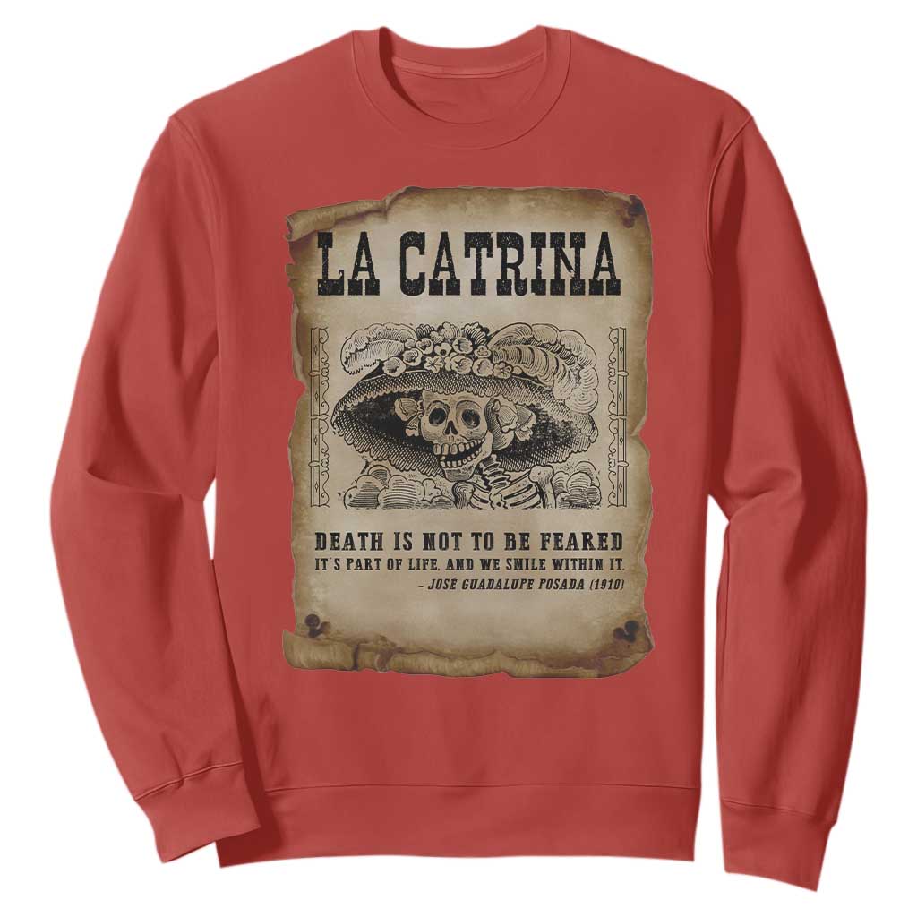 Day Of The Dead Sweatshirt La Calavera Garbancera TS14 Red Print Your Wear