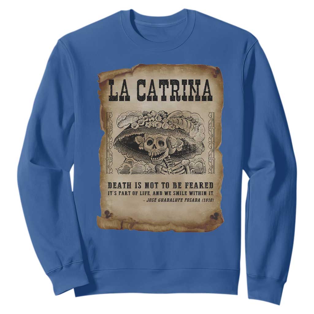 Day Of The Dead Sweatshirt La Calavera Garbancera TS14 Royal Blue Print Your Wear