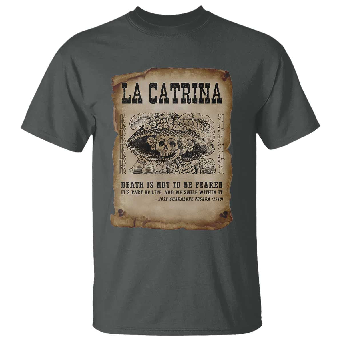 Day Of The Dead T Shirt La Calavera Garbancera TS14 Dark Heather Print Your Wear