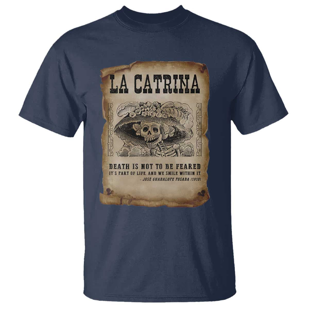 Day Of The Dead T Shirt La Calavera Garbancera TS14 Navy Print Your Wear