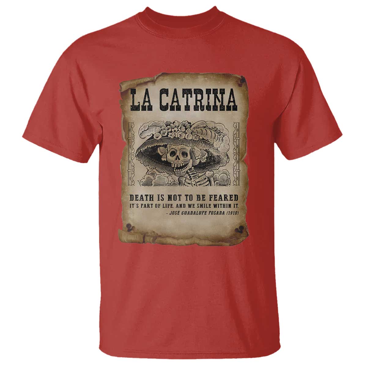 Day Of The Dead T Shirt La Calavera Garbancera TS14 Red Print Your Wear