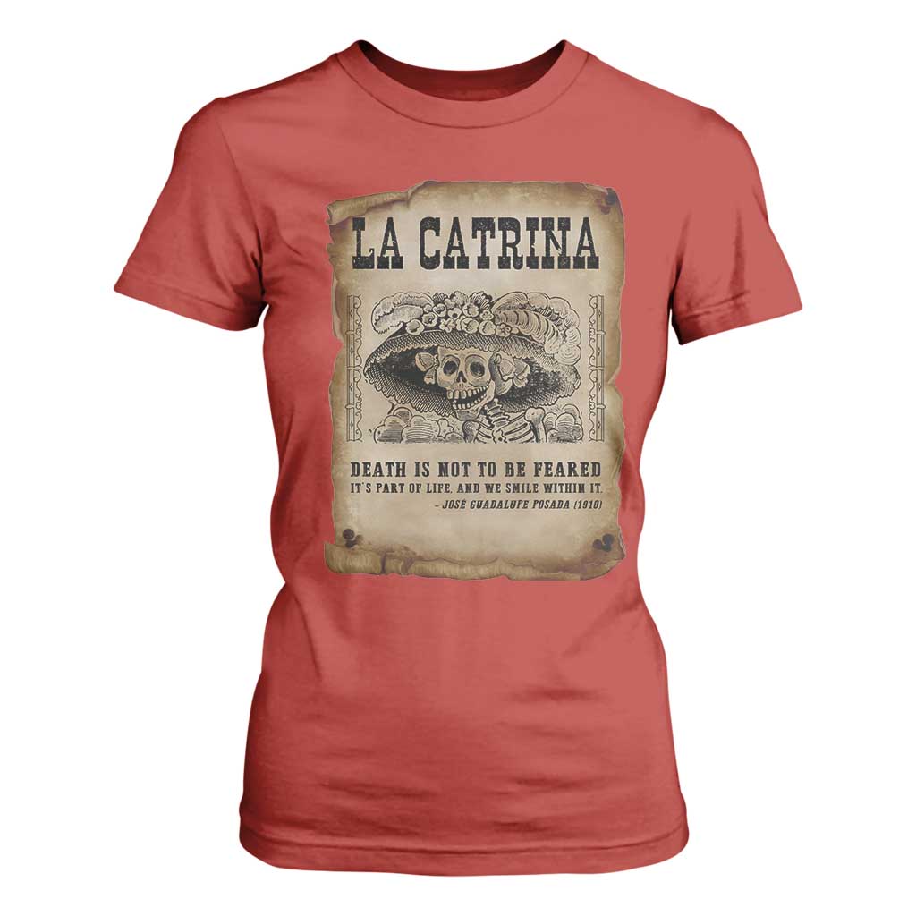 Day Of The Dead T Shirt For Women La Calavera Garbancera TS14 Red Print Your Wear