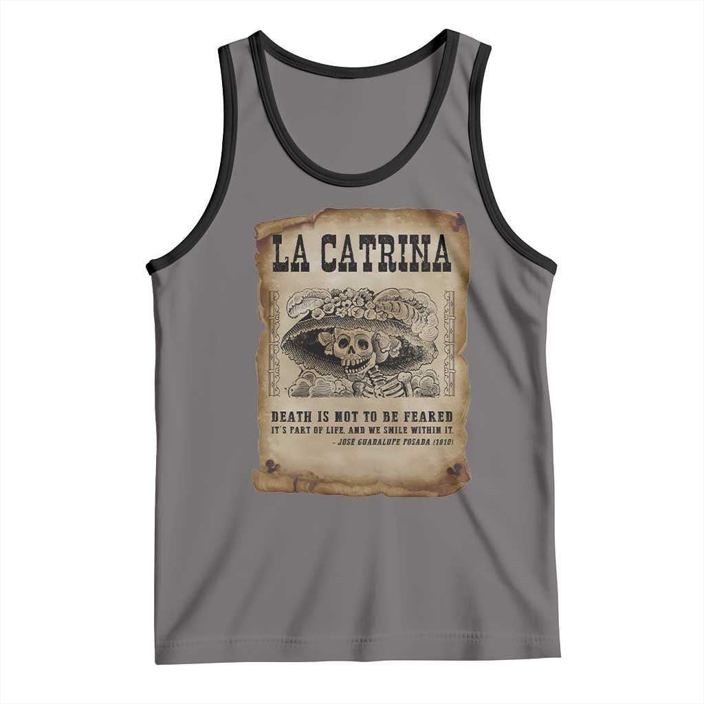 Day Of The Dead Tank Top La Calavera Garbancera TS14 Deep Heather Black Print Your Wear