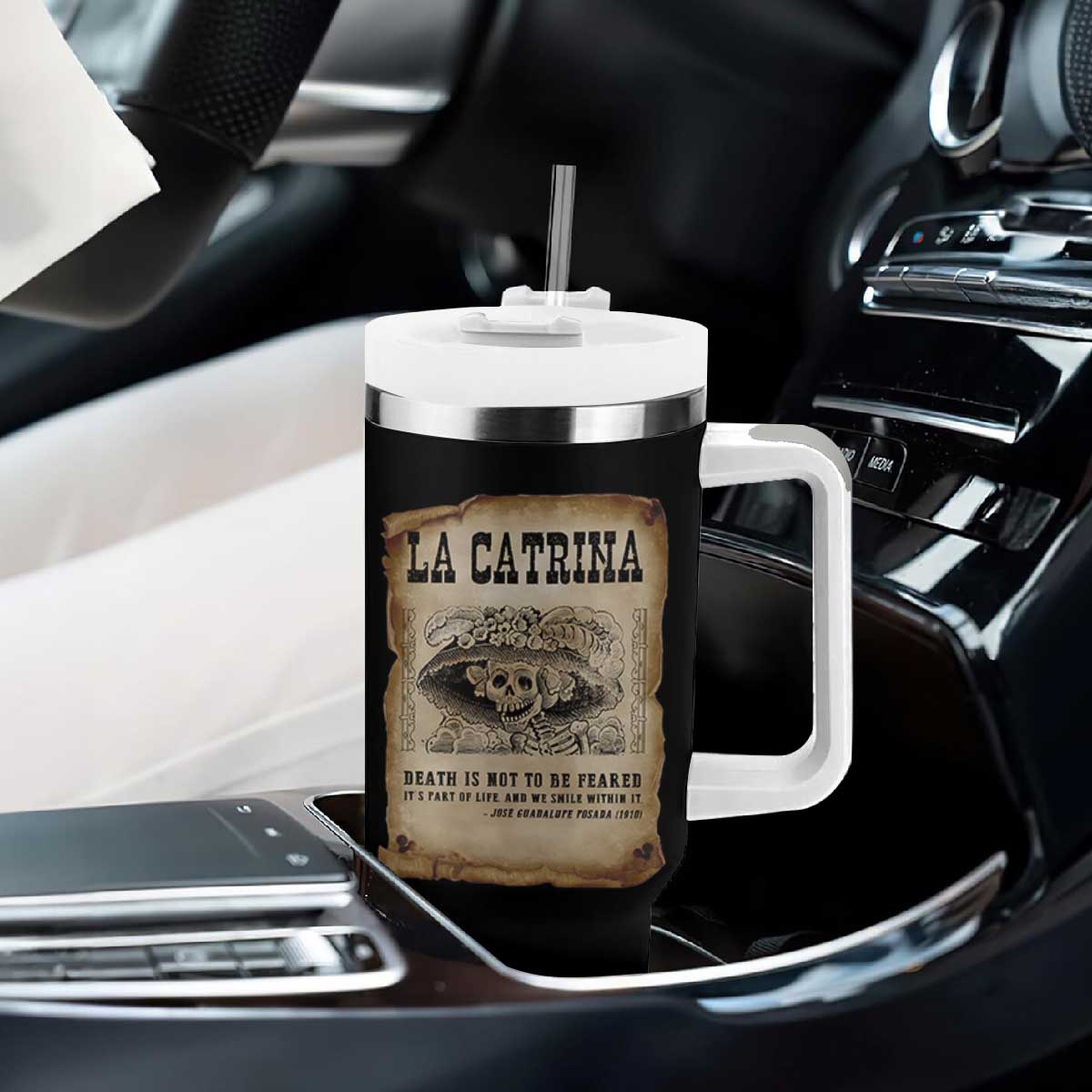 Day Of The Dead Tumbler With Handle La Calavera Garbancera TS14 Print Your Wear