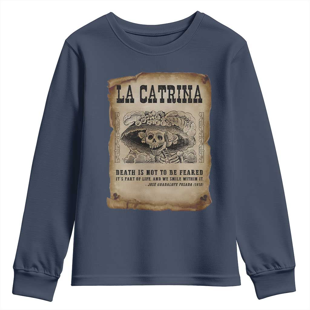 Day Of The Dead Youth Sweatshirt La Calavera Garbancera TS14 Navy Print Your Wear
