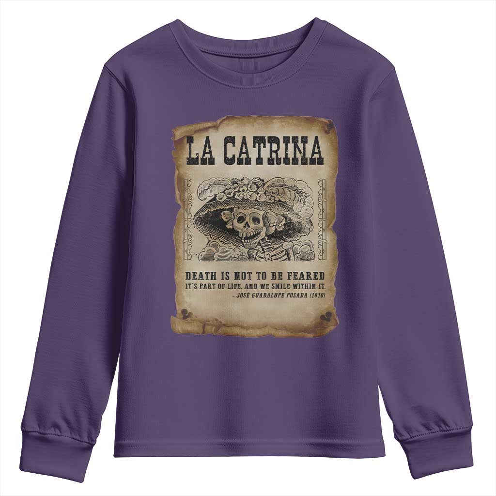 Day Of The Dead Youth Sweatshirt La Calavera Garbancera TS14 Purple Print Your Wear