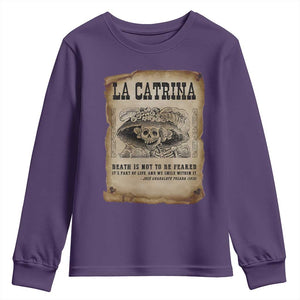 Day Of The Dead Youth Sweatshirt La Calavera Garbancera TS14 Purple Print Your Wear