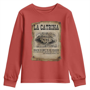Day Of The Dead Youth Sweatshirt La Calavera Garbancera TS14 Red Print Your Wear