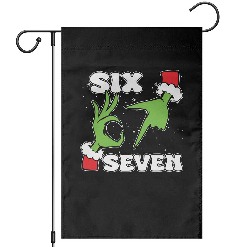 67 Six Seven Christmas Meme Garden Flag Funny Elf Hands - Print Your Wear