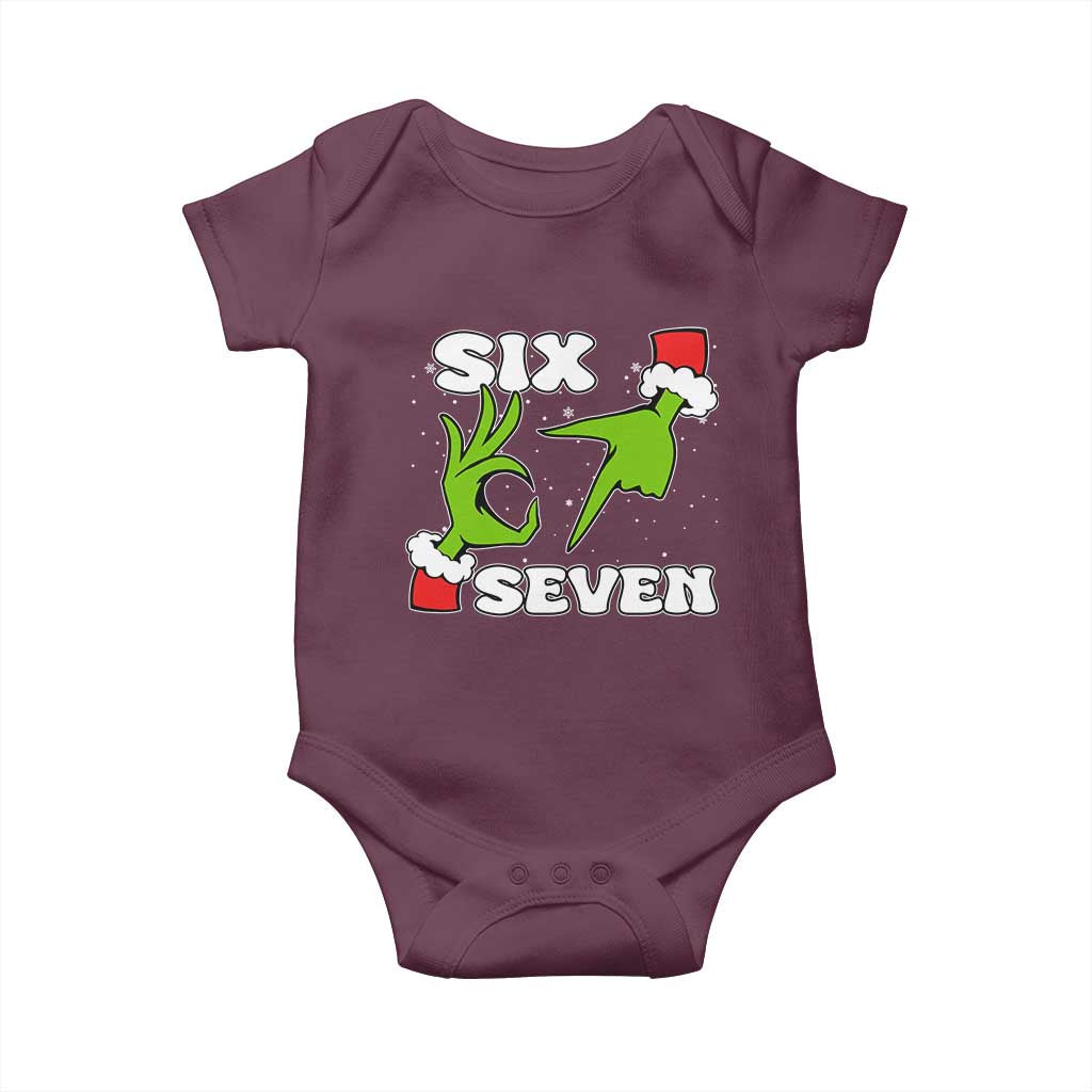 67 Six Seven Christmas Meme Baby Onesie Funny Elf Hands TS14 Maroon Print Your Wear