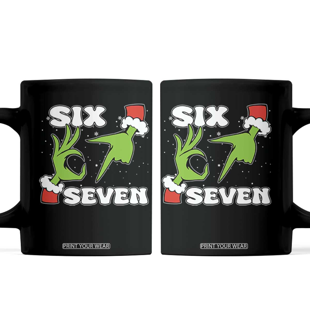 67 Six Seven Christmas Meme Coffee Mug Funny Elf Hands TS14 Black Print Your Wear