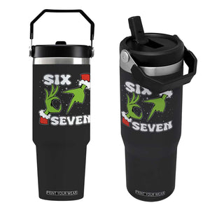 67 Six Seven Christmas Meme Flip Straw Tumbler Funny Elf Hands - Print Your Wear
