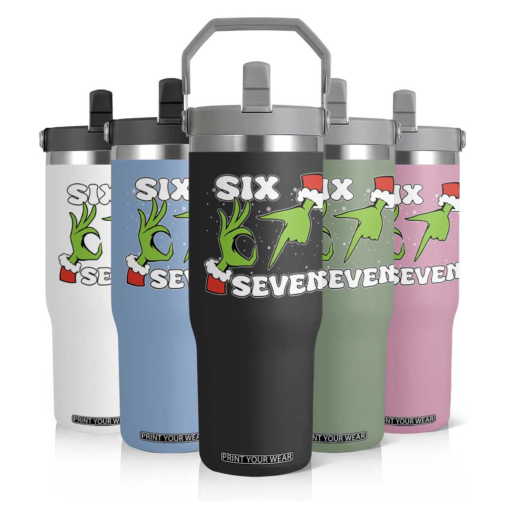 67 Six Seven Christmas Meme Flip Straw Tumbler Funny Elf Hands TS14 Print Your Wear