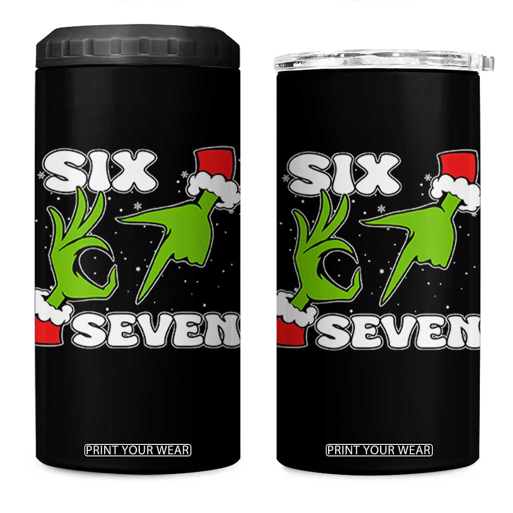 67 Six Seven Christmas Meme 4 in 1 Can Cooler Tumbler Funny Elf Hands - Print Your Wear
