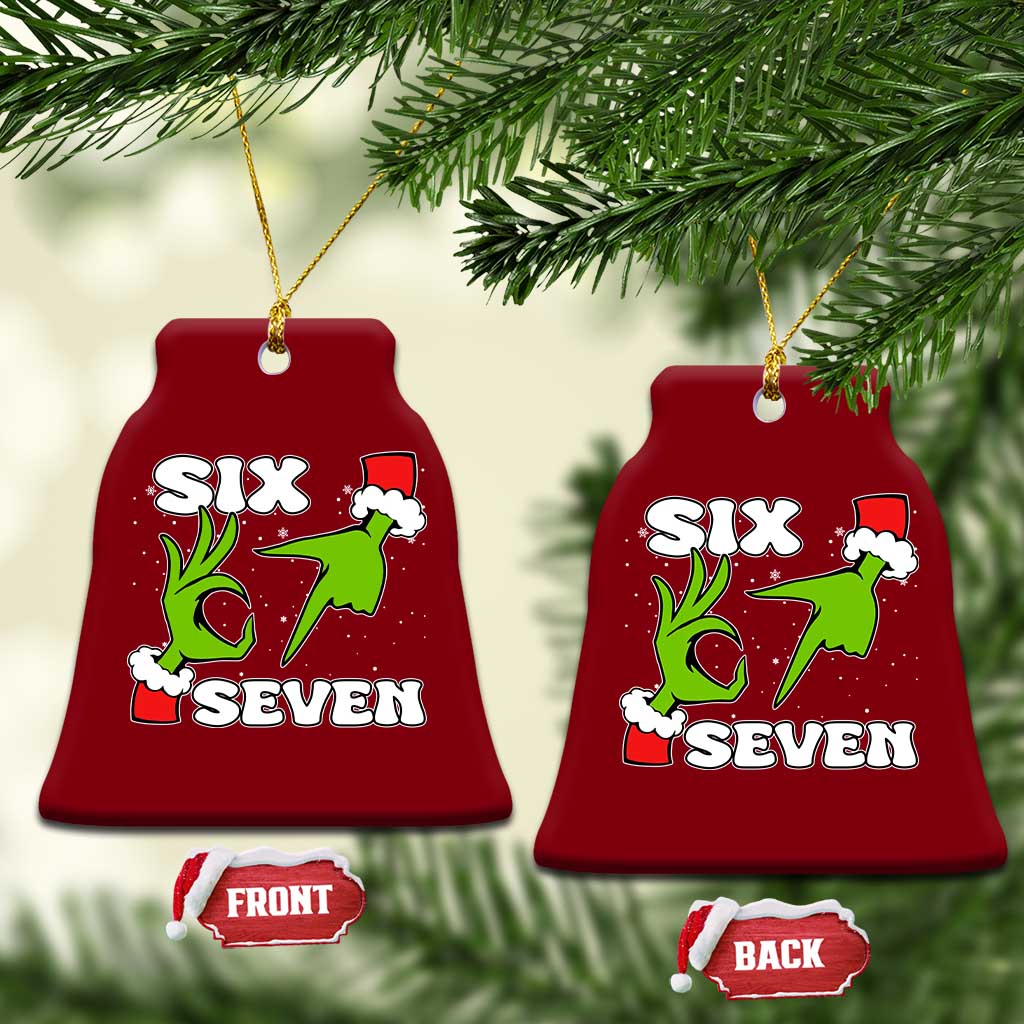 67 Six Seven Xmas Meme Ceramic Ornament Funny Elf Hands TS14 Print Your Wear