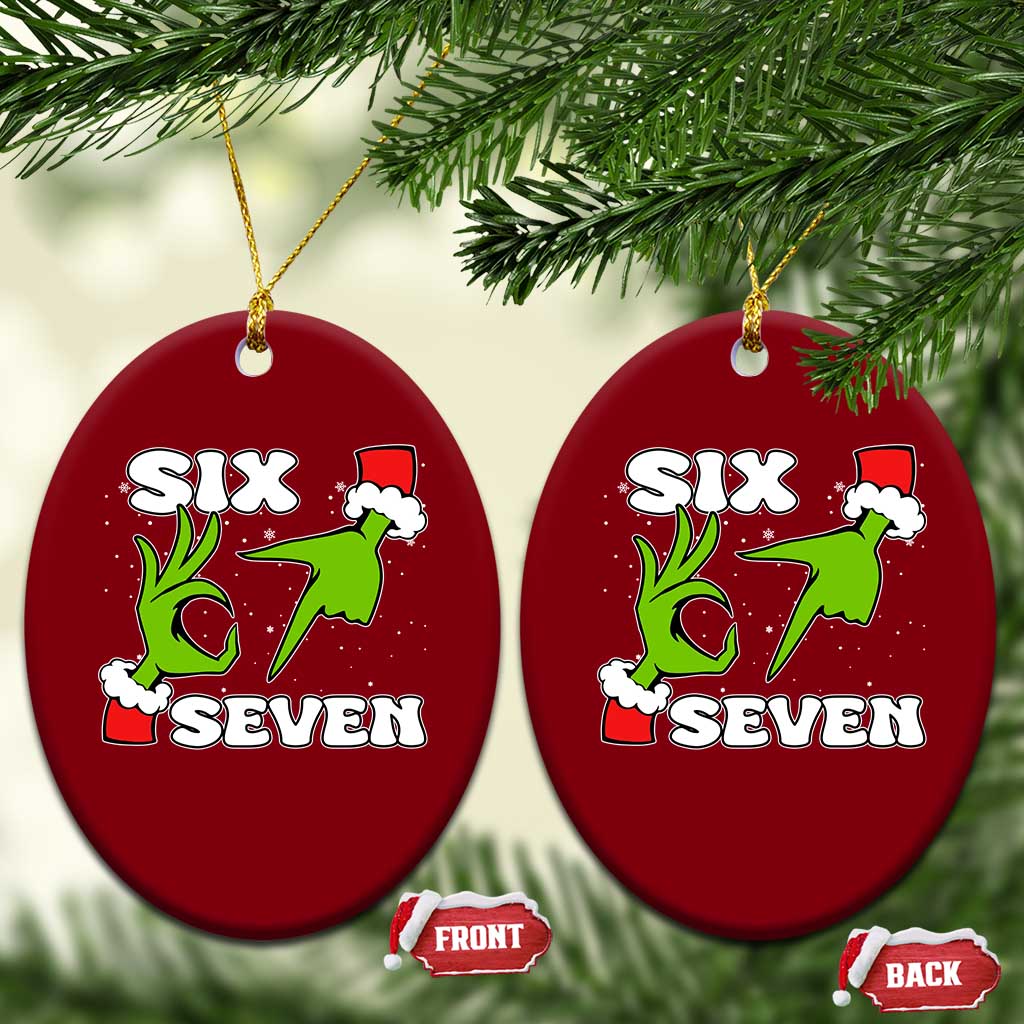 67 Six Seven Xmas Meme Ceramic Ornament Funny Elf Hands TS14 Print Your Wear