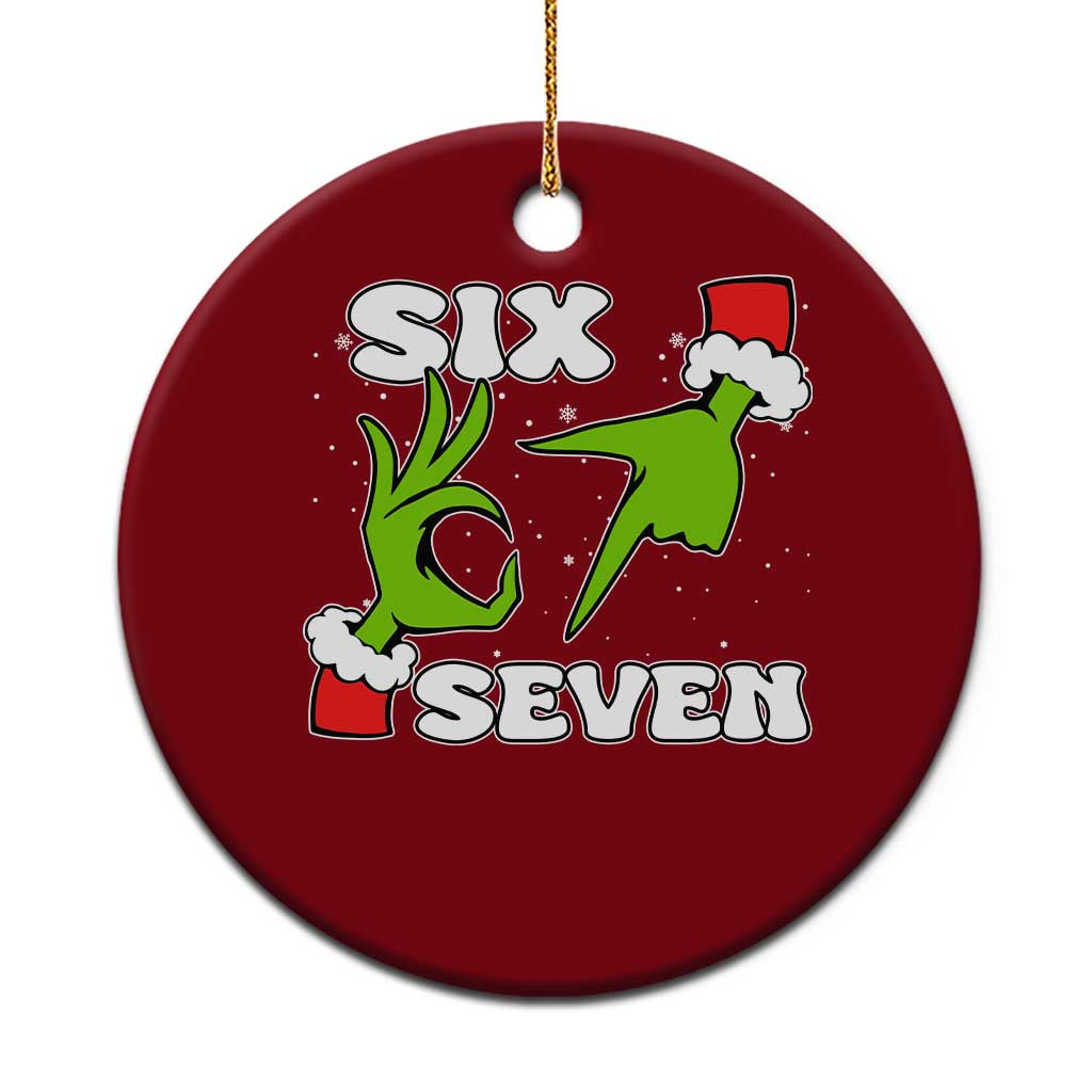 67 Six Seven Xmas Meme Ceramic Ornament Funny Elf Hands TS14 1pc Red Print Your Wear