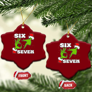 67 Six Seven Xmas Meme Ceramic Ornament Funny Elf Hands TS14 Print Your Wear