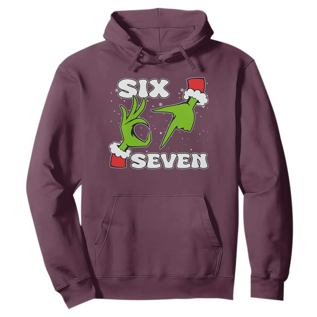 67 Six Seven Christmas Meme Hoodie Funny Elf Hands TS14 Maroon Print Your Wear