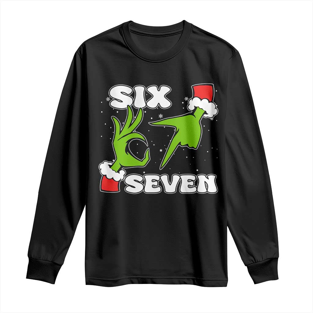 67 Six Seven Christmas Meme Long Sleeve Shirt Funny Elf Hands TS14 Black Print Your Wear