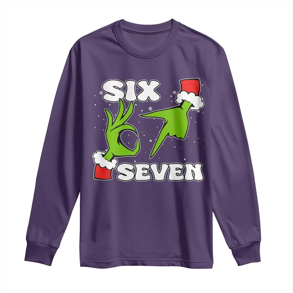 67 Six Seven Christmas Meme Long Sleeve Shirt Funny Elf Hands TS14 Purple Print Your Wear