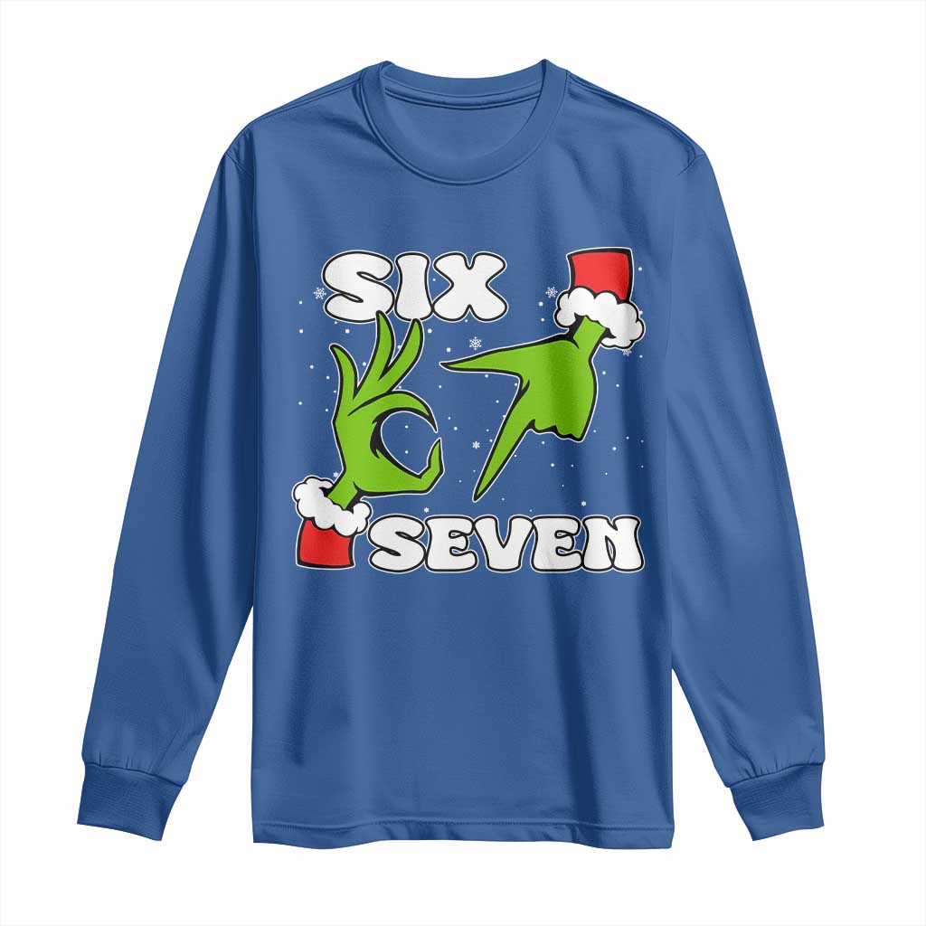 67 Six Seven Christmas Meme Long Sleeve Shirt Funny Elf Hands TS14 Royal Blue Print Your Wear