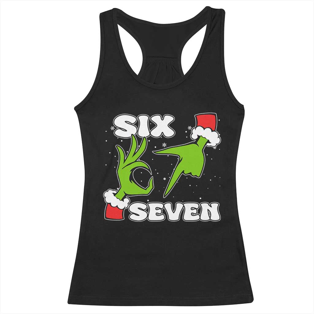 67 Six Seven Christmas Meme Racerback Tank Top Funny Elf Hands TS14 Black Print Your Wear
