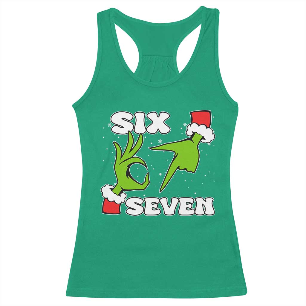 67 Six Seven Christmas Meme Racerback Tank Top Funny Elf Hands TS14 Irish Green Print Your Wear