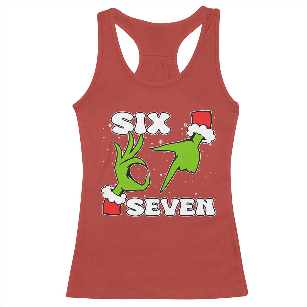 67 Six Seven Christmas Meme Racerback Tank Top Funny Elf Hands TS14 Red Print Your Wear