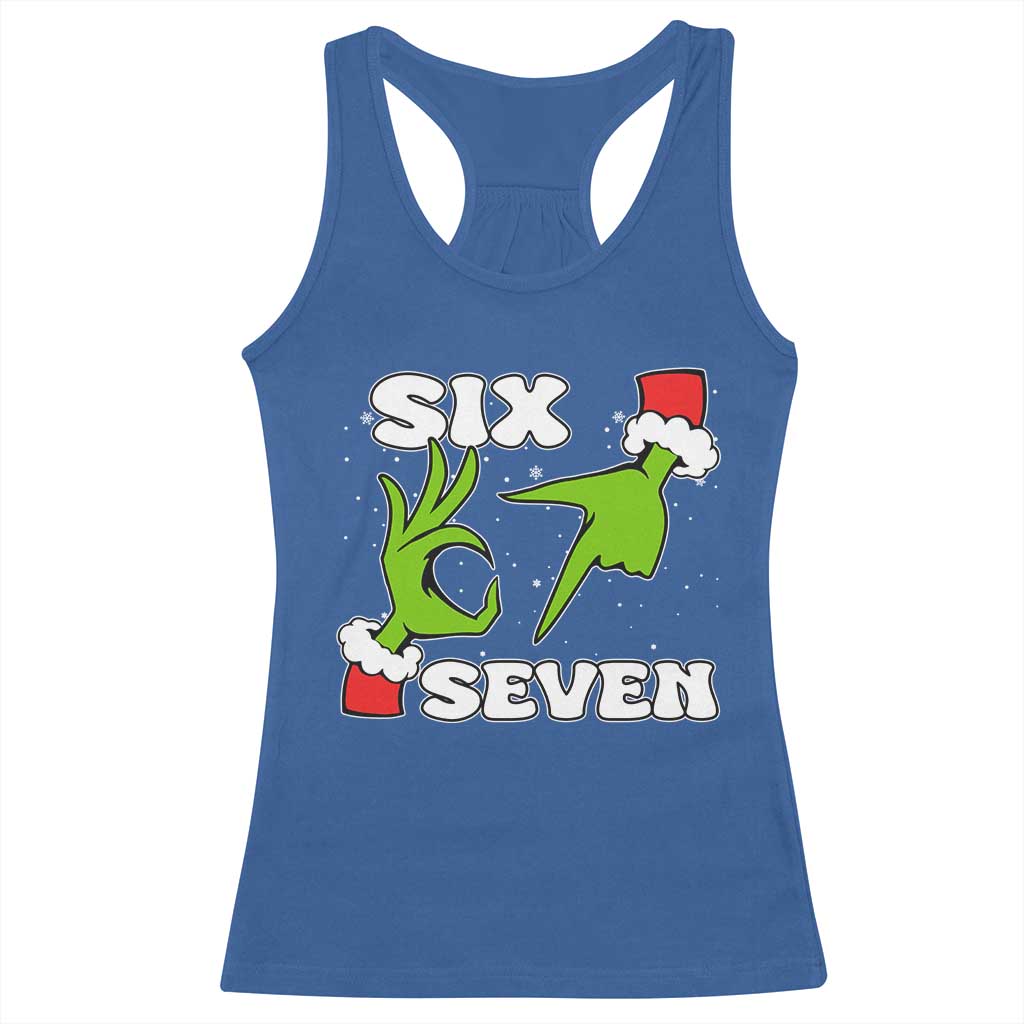 67 Six Seven Christmas Meme Racerback Tank Top Funny Elf Hands TS14 Royal Blue Print Your Wear