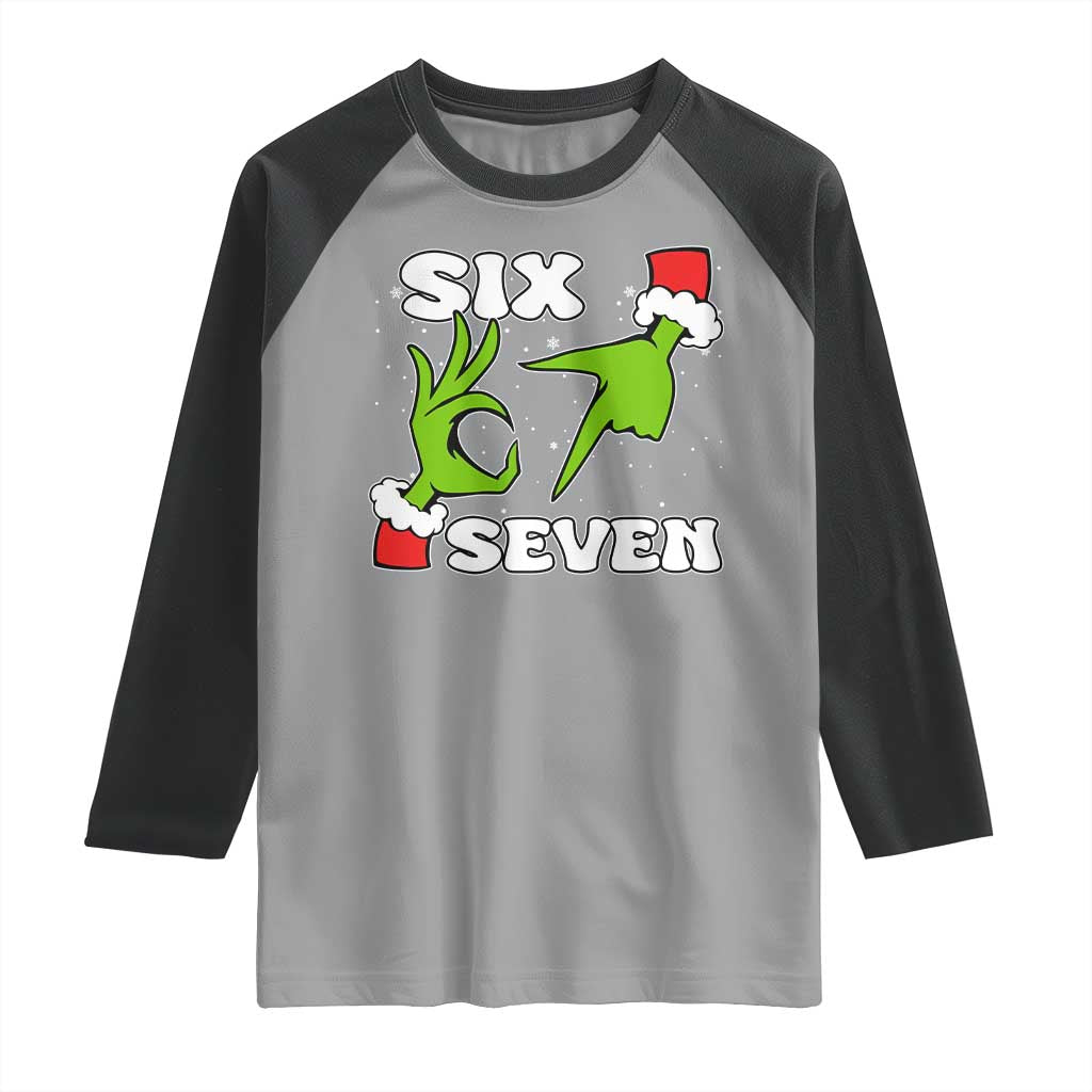 67 Six Seven Christmas Meme Raglan Shirt Funny Elf Hands TS14 Sport Gray Black Print Your Wear