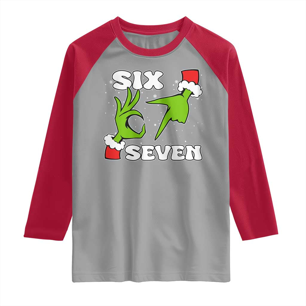 67 Six Seven Christmas Meme Raglan Shirt Funny Elf Hands TS14 Sport Gray Red Print Your Wear